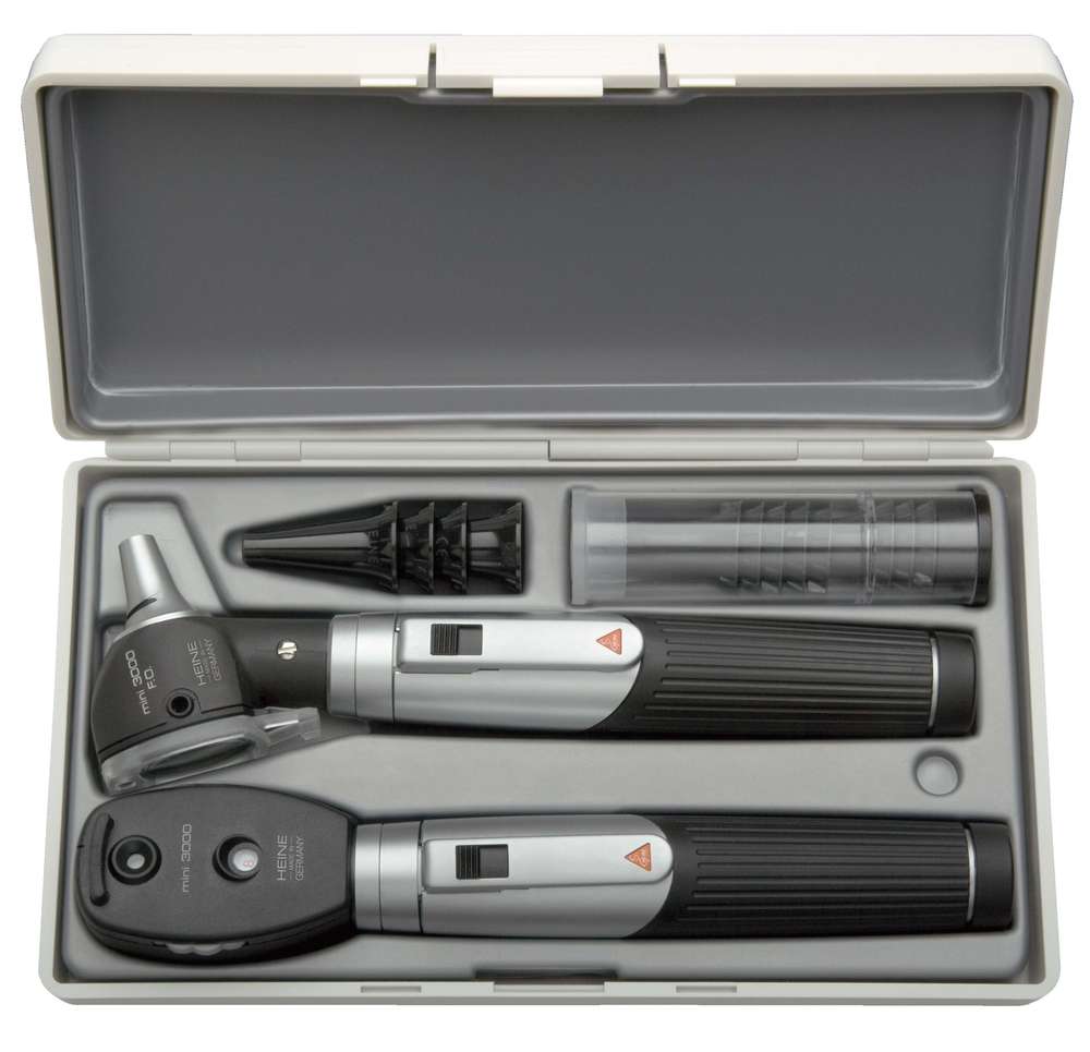 Estojo com Otoscópio F.O. e Oftalmoscópio HEINE mini 3000